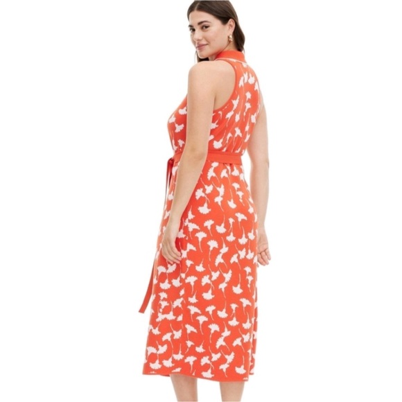 NWOT Women's Collared Sleeveless Cherry Tomato Sweaterknit Midi Wrap Dress - Picture 3 of 11